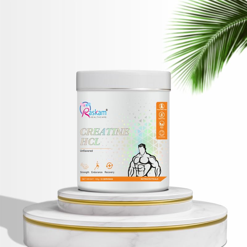 Pure Creatine HCL Supplement 100g (33 Servings)| Unflavored Powder | Improves Muscle Strength & Power | Rapid Absorption