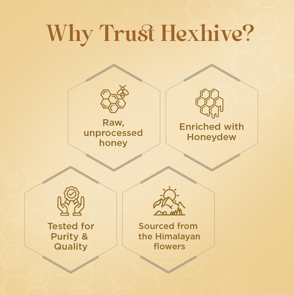 Hexhive Black Forest Honey | Dark Honeydew Honey from Forest Trees | Rich in Antioxidants & Minerals | Low Glycemic Index | Immunity Booster | No Added Sugar | Healthy Sweetener | 500g