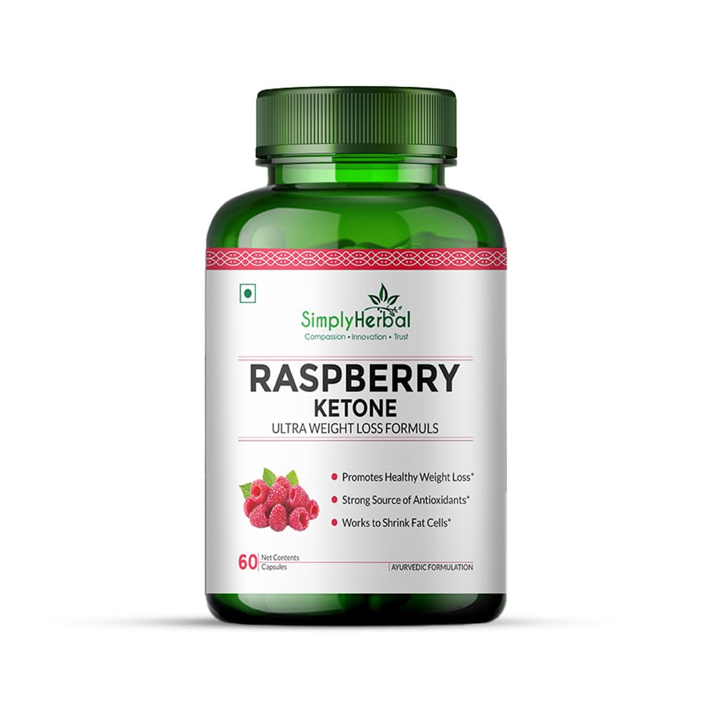Simply Herbal 800 MG Raspberry Ketone Fruit Extract for Weight Management | Supplement Capsules With Raspberry for Promotes Healthy Weight Management Support Appetite Suppression â€“ 60 Capsules