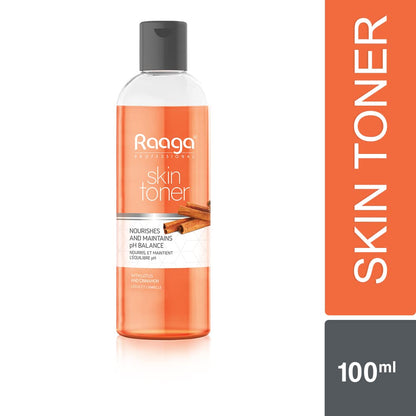 Raaga Professional Skin Toner, Nourishes and Maintains pH Balance, With Lotus & Cinnamon, All Skin Types, Lotus extracts helps to control sebum production, balances oily skin, it also keeps skin hydrated and improves elasticity, 100 ml