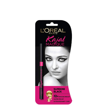 L'OrÃ©al Paris Kajal, Waterproof Eyeliner, 14 Hours of Smudge-Proof Wear, With Vitamin E, Cocoa Butter, Olive Oil Esters and Vitamin C, Magique, Colour: Supreme Black. 0.35g