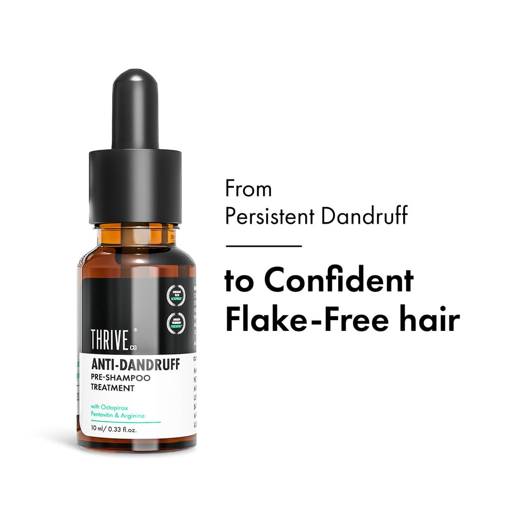 ThriveCo Anti Dandruff Hair Serum Pre-Shampoo Dandruff Treatment for Itchy, Dry & Flaky Scalp | With Octopirox, Pentavitin & Arginine | Reduces Hair Breakage & Strengthens Hair for Men & Women | 10ml