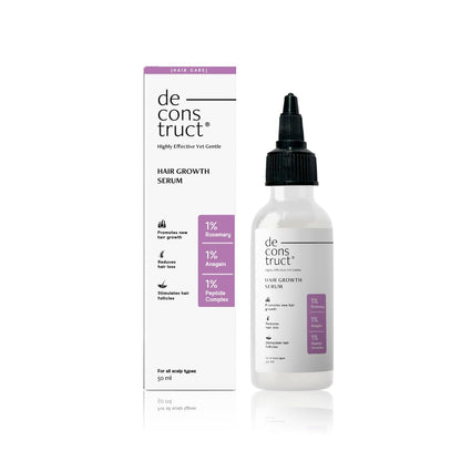 Deconstruct Hair Growth Serum with Rosemary and 1% Anagain + 1% Peptide complex | For Hair Growth & Hair Loss | Water-Based Serum for both Men & Women | 50ml