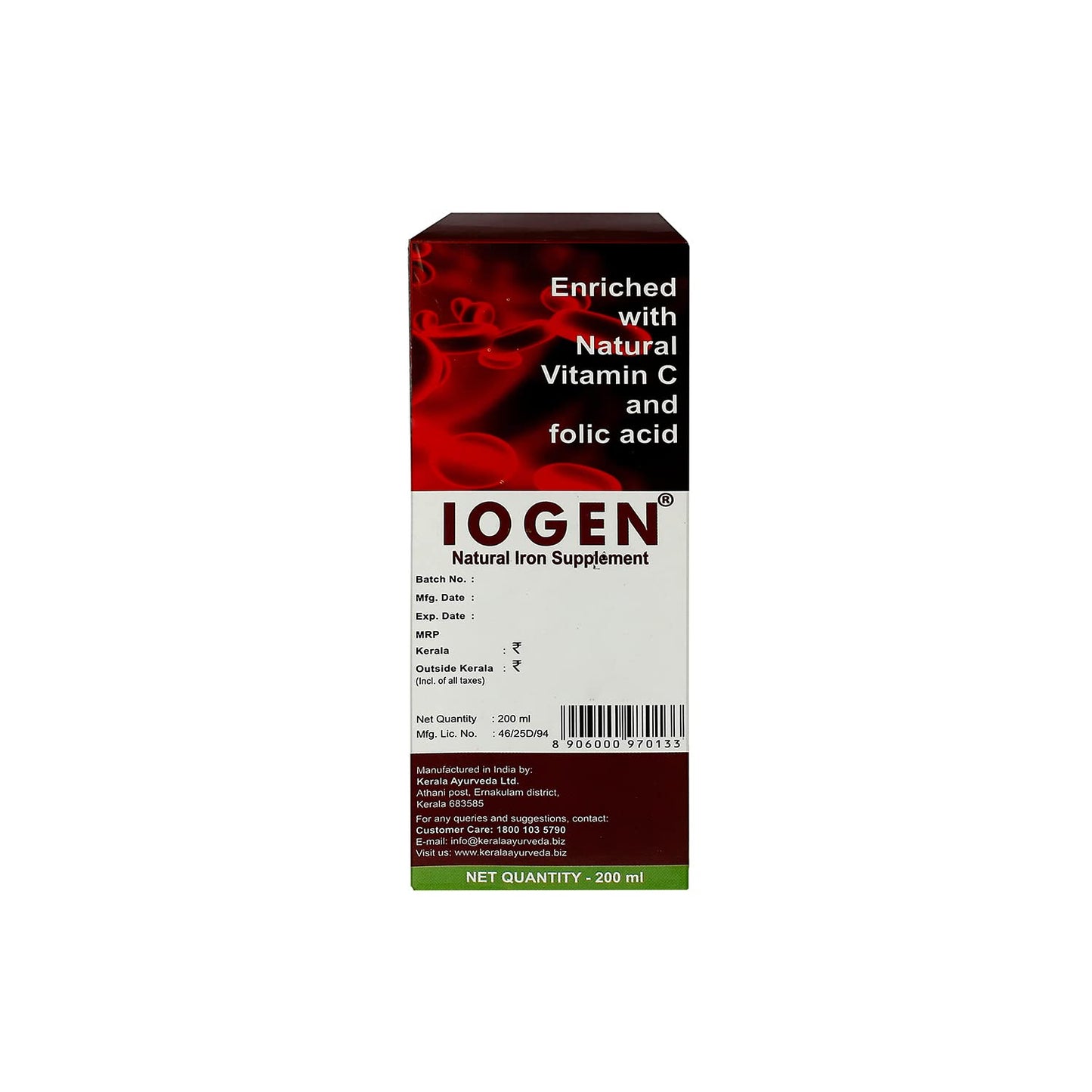 Kerala Ayurveda Iogen Syrup 200ml | Natural Iron Supplement | Ayurvedic Iron Tonic for Anaemia, Hemoglobin Booster, Liver Health Support, Weight Management, Reduces Fatigue & Improves Digestion