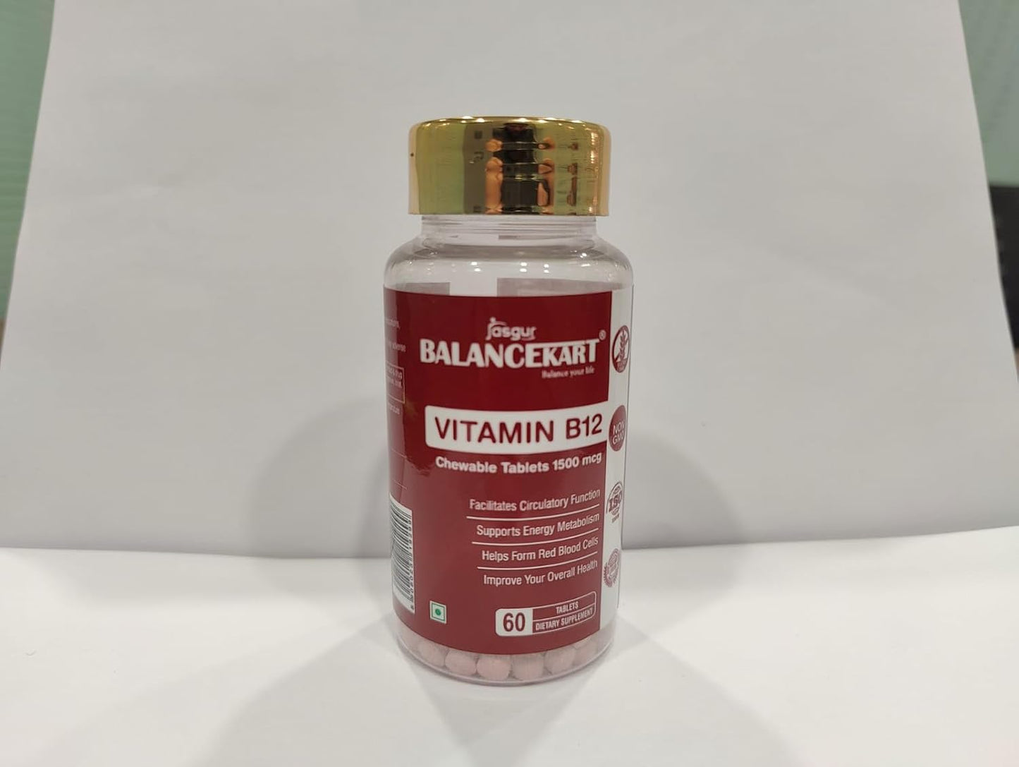 Balancekart Vitamin B12 Supplements for Men & Women, 1500mcg Vitamin B12 Tablets to Improve Red Blood Cell Formation, Boosts Energy Level, 60 Tablets