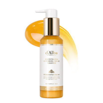 dâ€™alba Piedmont Italian White Truffle Return Oil Cream Cleanser, Vegan Skincare, Easy One Step Cleanser for Sebum & Makeup Removal, Hydrating Cleanser, for Sensitive Skin, Korean Skin Care, 150ml