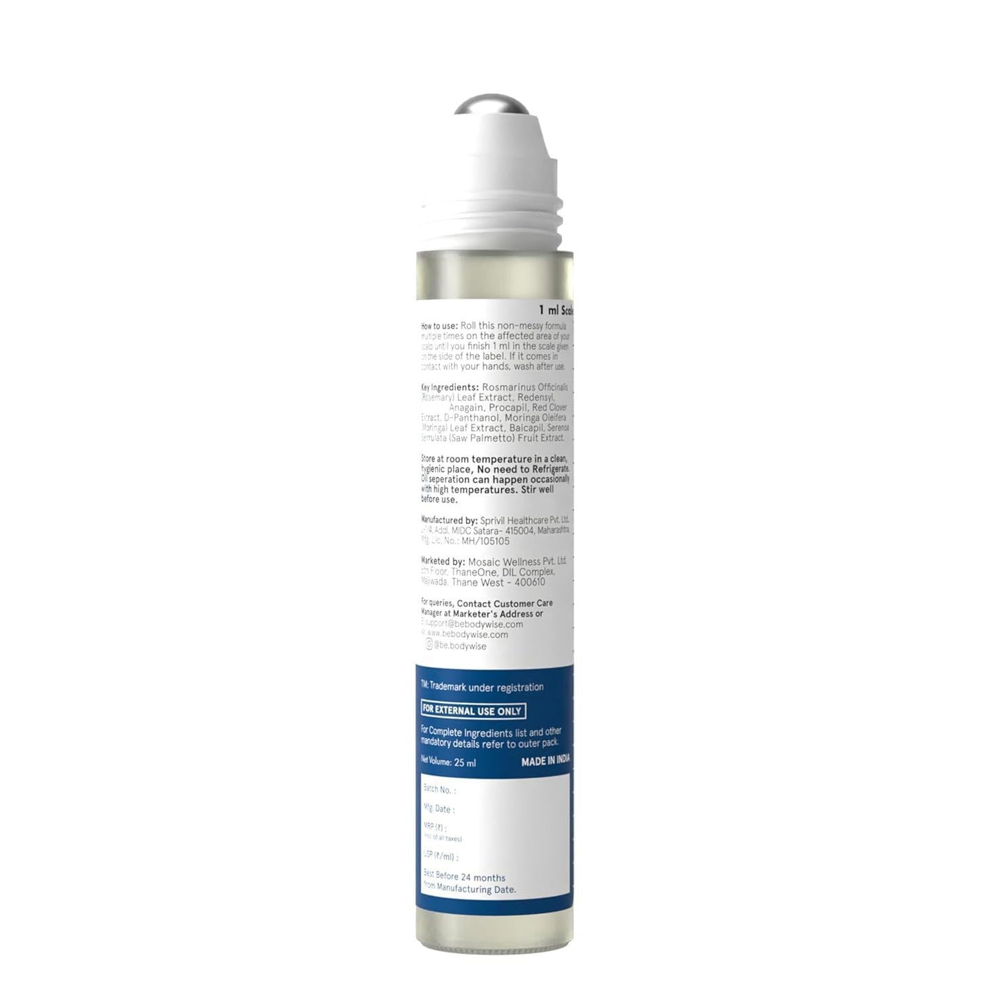 Be Bodywise 3% Redensyl & Rosemary Hair Growth Serum (Roll On) | Pack of 2 |with 2% Anagain | Thicker & Stronger Hair | Prevents Hairfall & Stimulates Hair Follicles | For All Hair Types | 25ml each