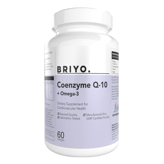 Briyosis CoenzymeQ10 + Omega 3-150 mg Omega 3 + 100 mg Omegas 3 with Lycopene and Selenium for Heart Health, Cellular Energy, Antioxidant Support