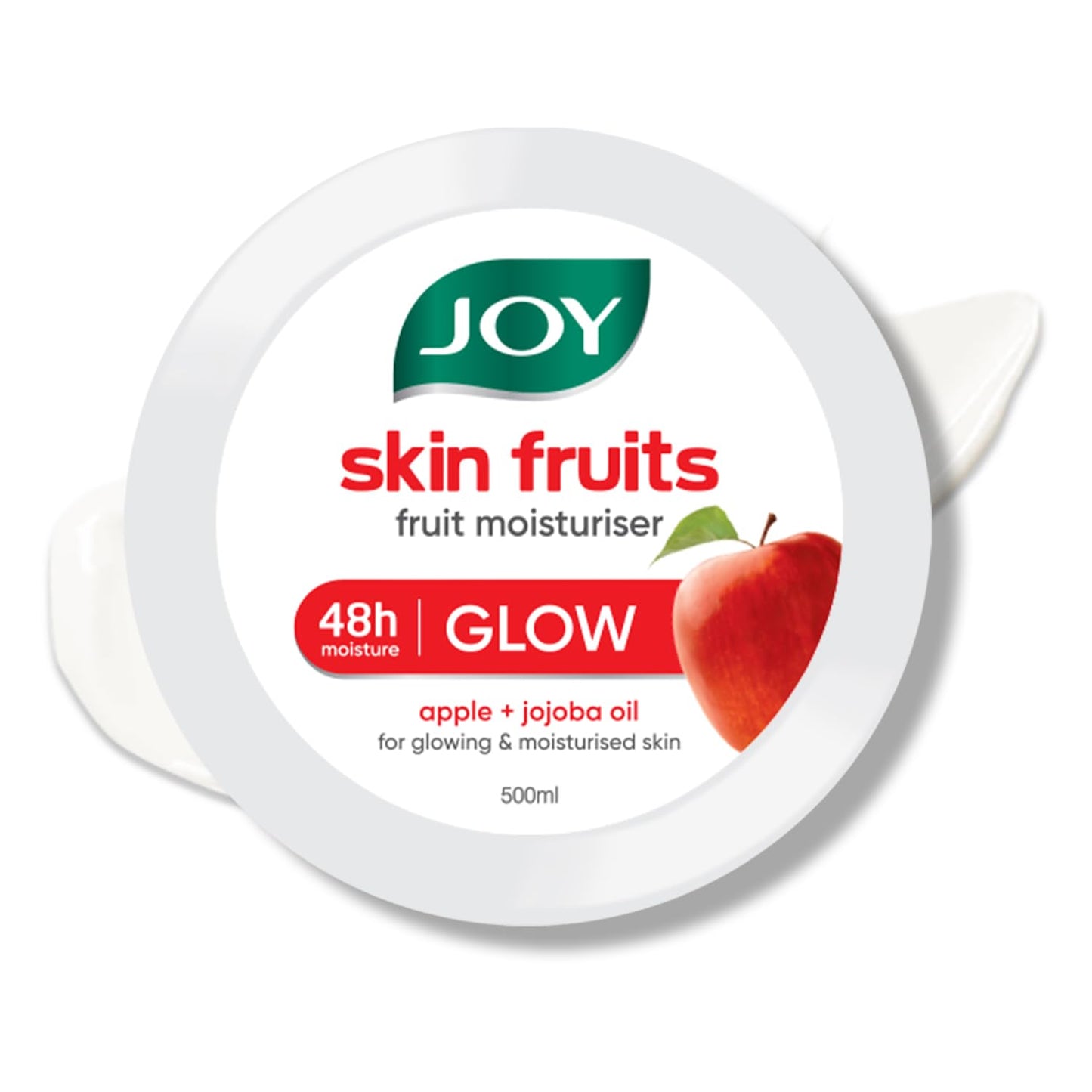 Joy Skin Fruits Moisturizer for Dry Skin (500ml), Cold Cream for Winters, With Apple, Jojoba & Almond Oil | Quick Absorbing & Non Sticky Moisturizer for Face, Hands & Body | For Healthy, Soft & Glowing Skin