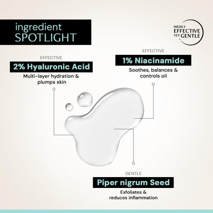Deconstruct Hydrating Face Serum - 2% Hyaluronic Acid + 1% Niacinamide | Provides Intense Hydration | Face Serum For Oil-Free Moisturisation, Plump & Soft Skin | Beginner Friendly | 30ml