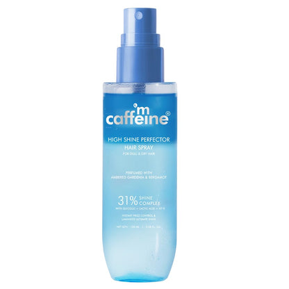 mCaffeine Anti-Frizz Perfume Hair Spray For Instant Gloss| 31% Shine Complex with Glycolic Acid | Adds Shine, Heat & Humidity Protection, Lightweight Formula| Long Lasting Floral Perfume- 100ml