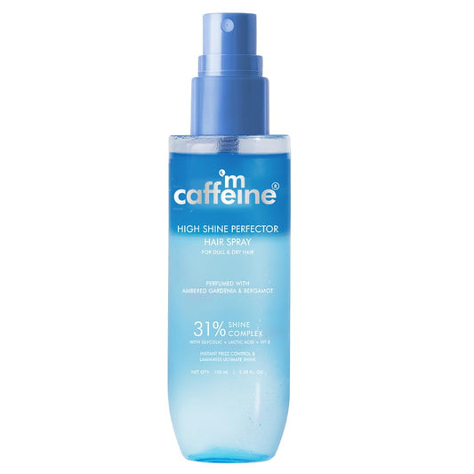 mCaffeine Anti-Frizz Perfume Hair Spray For Instant Gloss| 31% Shine Complex with Glycolic Acid | Adds Shine, Heat & Humidity Protection, Lightweight Formula| Long Lasting Floral Perfume- 100ml