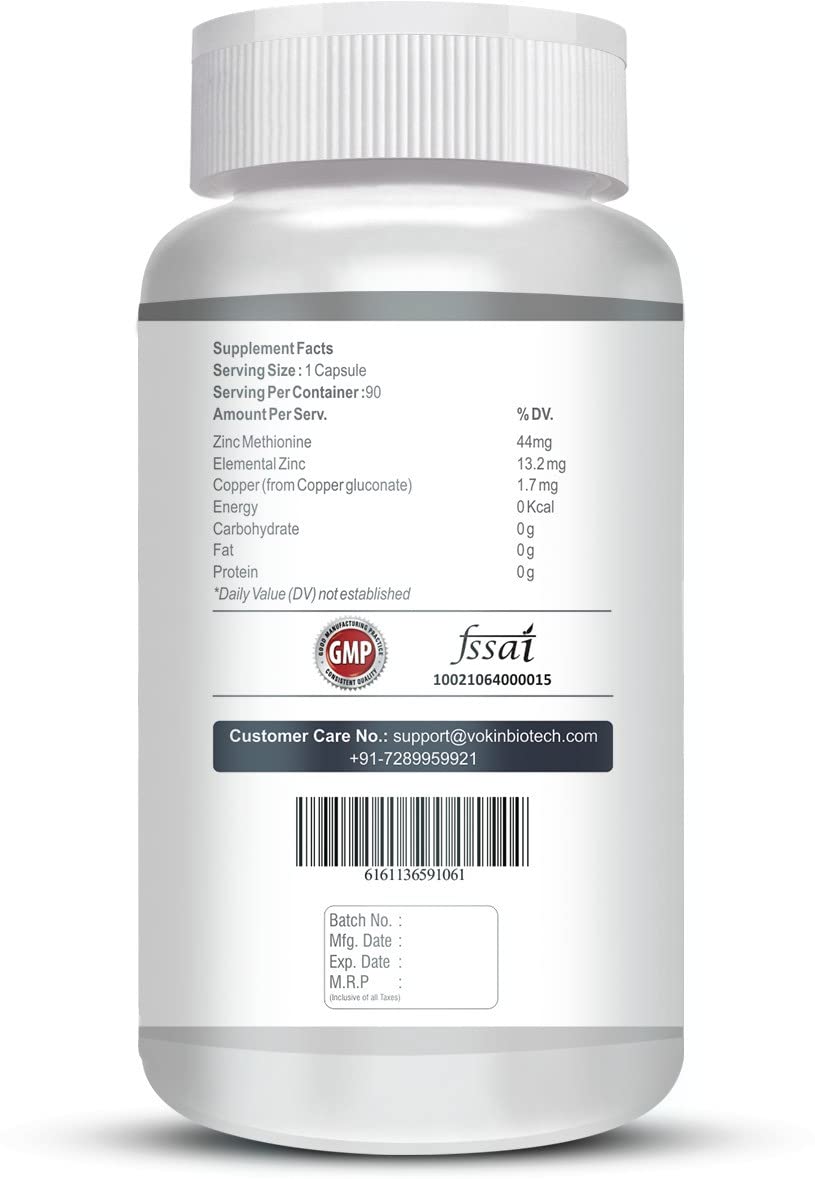 Vokin Biotech Zinc Methionine Plus Copper, Supports Immunity 90 Capsules