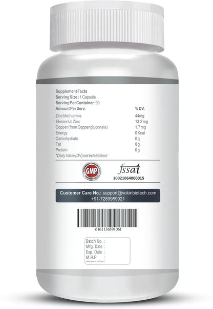 Vokin Biotech Zinc Methionine Plus Copper, Supports Immunity 90 Capsules
