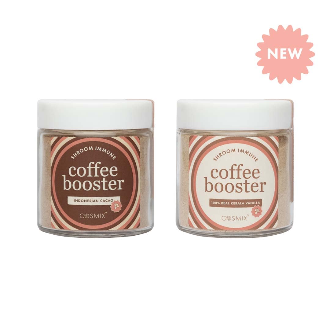 Cosmix Shroom Immune Coffee Booster | Immunity Boosting, Prevent Caffeine Crash | Superfood Blend with Reshi, Chaga & Sliver Ear | No Added Sugar | Vegan| 60g - 40 servings (Real Kerala Vanilla Bean)