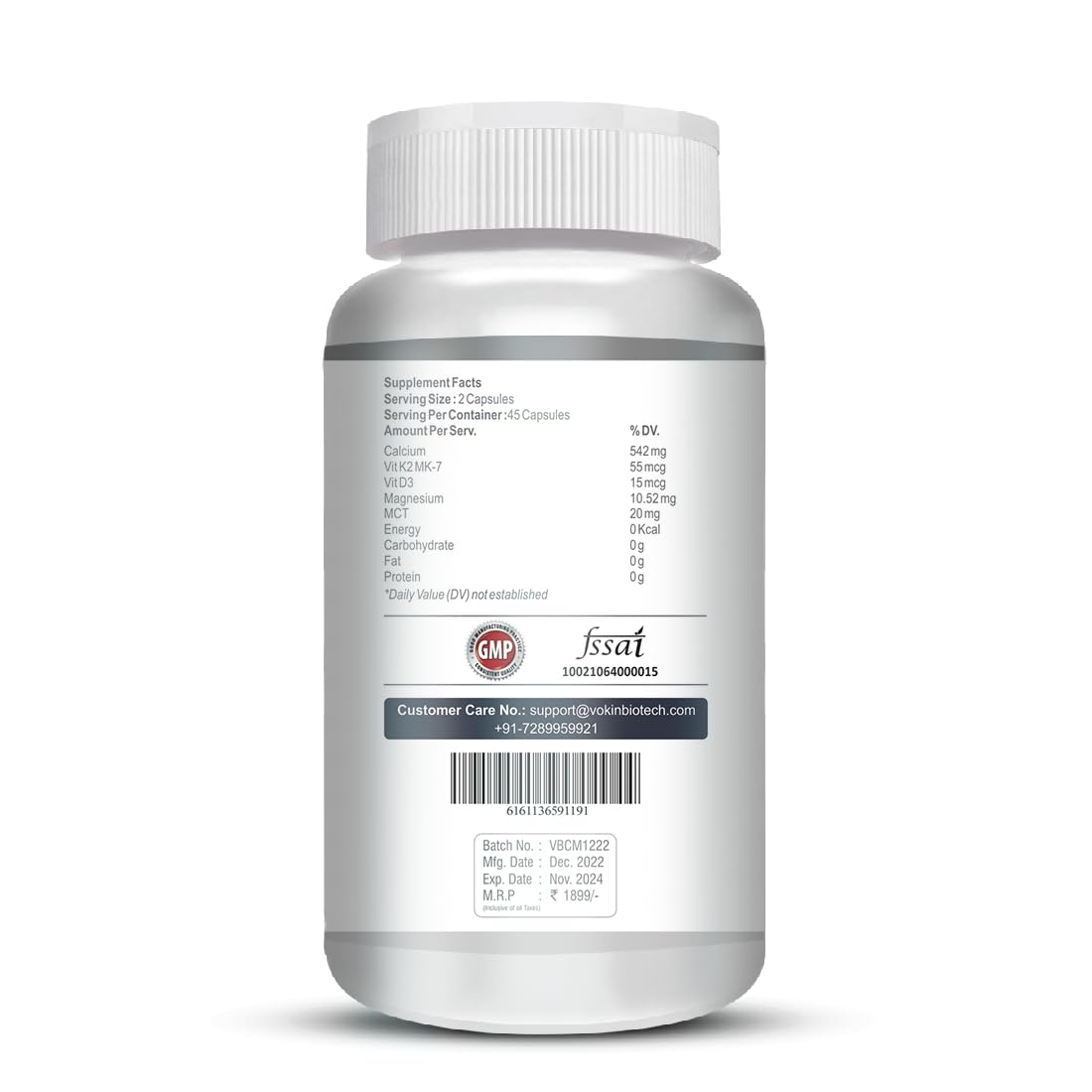 Vokin Biotech Calcium with Magnesium, Vitamin D3 & Vitamin K2- Mk-7 - Support Bone Health- 572mg - (90 Capsule)