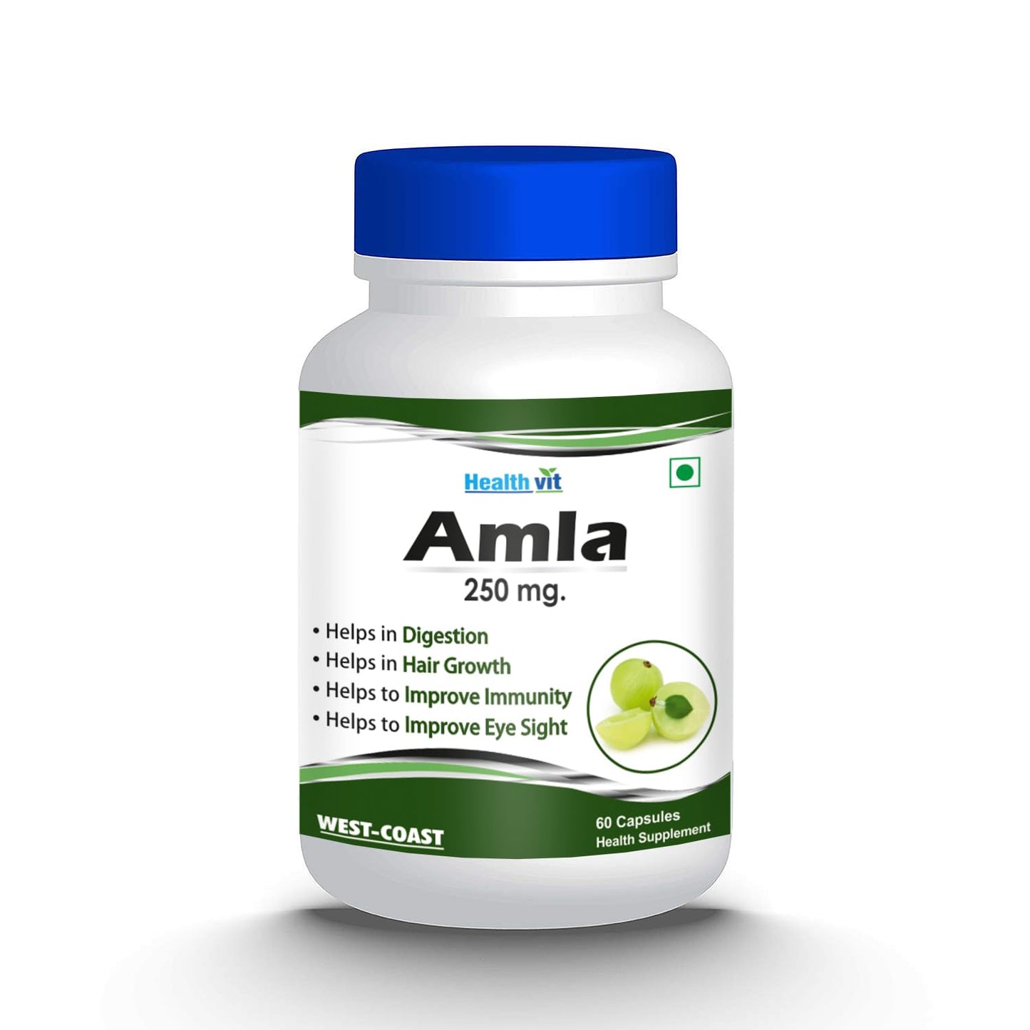 Healthvit Amla 60 Capsules 250mg | Organic Amla Without Sugar & Skin Foods Glow Mix | Amla | Priority Glow Mix Pack of 60 capsules Good For Immunity,Rich Source Of Vitamin C