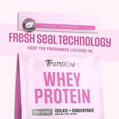 Trunativ Pro Blend Whey Protein Powder Isolate & Concentrate | 100% Light & Clean Protein Powder | 26g Protein | 6g BCAA | 12.52g EAA | No added sugar | Rose Milk 2lbs (907g)