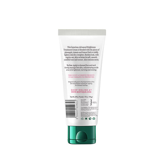 Biotique Face Glo Advance Brightening Fruit Cream | Visibly Flawless Skin | Lightens Skin Tone | 100% Botanical Extracts | Suitable for All Skin Types | 50g