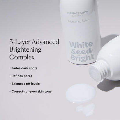 The Face Shop White Seed Brightening Face Toner with Niacinamide & Vitamin B | For Dark Spots, Dullness & Acne Scars | Suitable for Normal, Oily, Dry, Combination Skin | Sulphate & Paraben Free, 250ml