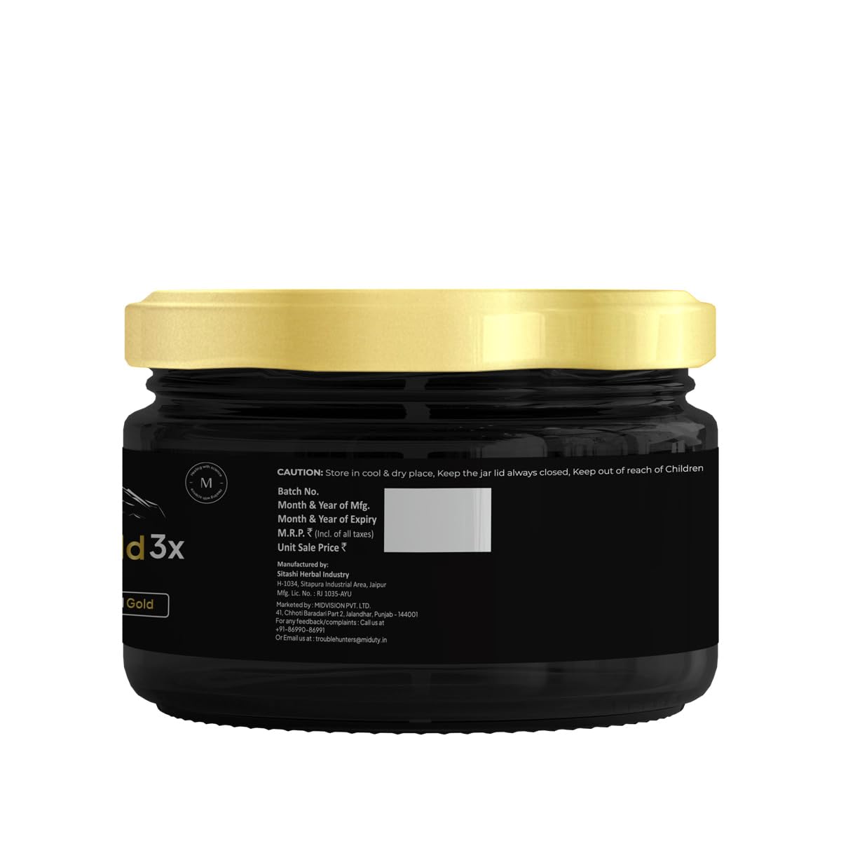 Miduty Shilajit Gold 3X - Ashwagandha - Himalayan Shilajit Gold - Original Shilajit Gold Resin - Shilajit for Men - 20g