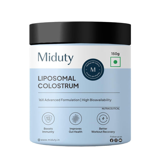 Miduty by Palak Notes Liposomal Colostrum - Increase bone and muscle mass - Probiotic Supplement for Gut Health - Muscle Growth - Boosts Immunity - Better Workout recovery - Colostrum Powder - 150 gm