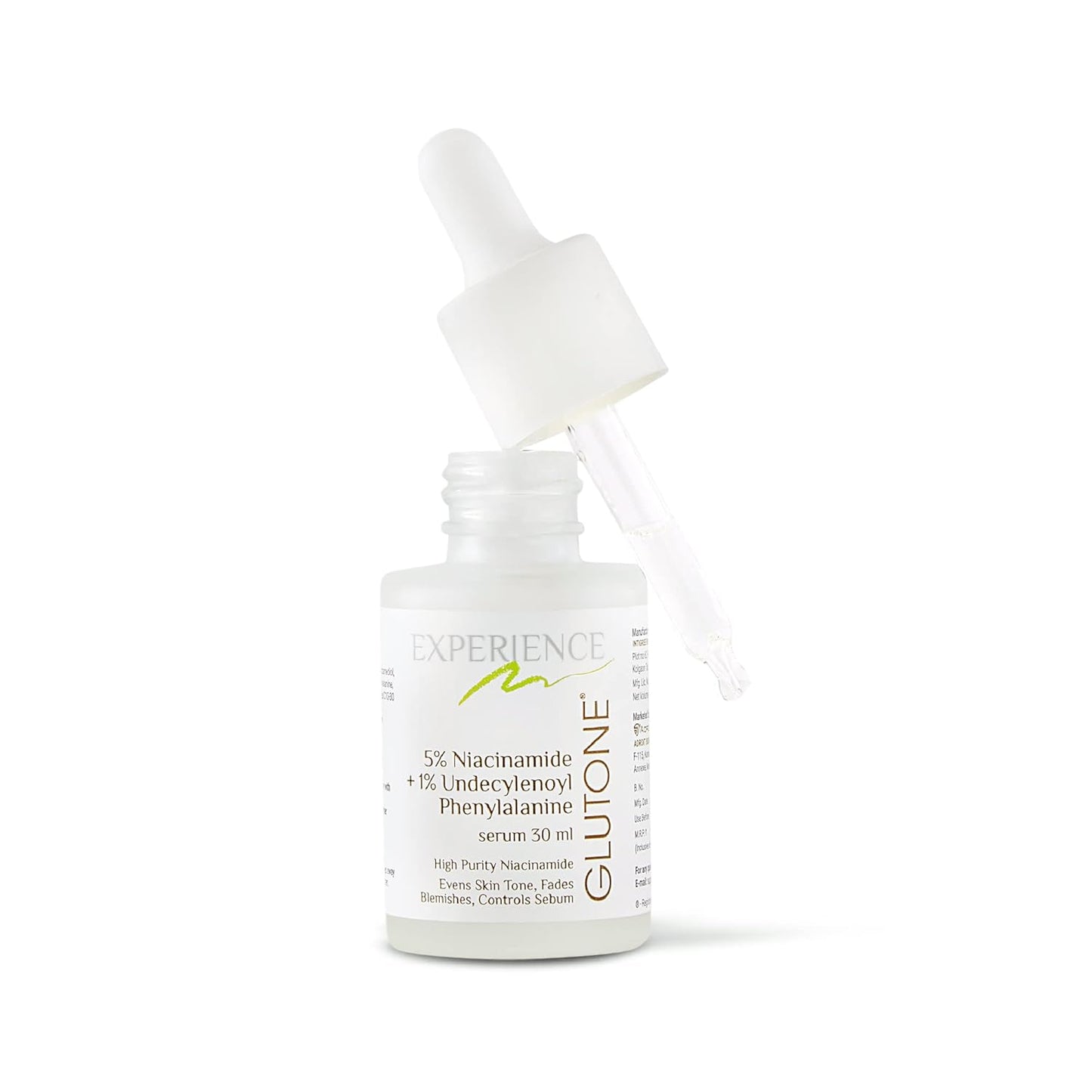 Glutone 5% Niacinamide Serum With 1% Undecylenoyl Phenylalanine For Oil-Free, Spotless & Glowing Complexion | Controls Sebum, Fades Acne Marks & Tightens Enlarged Pores | 30 ml