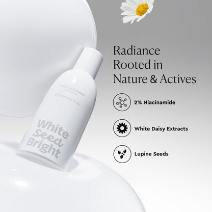 The Face Shop White Seed Brightening Face Toner with Niacinamide & Vitamin B | For Dark Spots, Dullness & Acne Scars | Suitable for Normal, Oily, Dry, Combination Skin | Sulphate & Paraben Free, 250ml