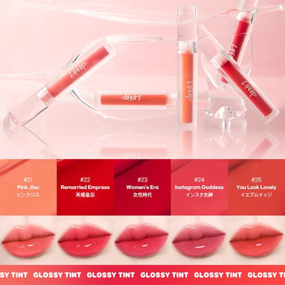 Liphip Glossy Lip Tint (L23 Womenâ€™s Era) High Shine Non-Sticky Tint Lip Gloss, Long Lasting Hydrating Lip Stain Gloss Finish, Korean Lip Tint (3g, Rose Red)