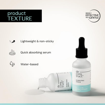 Deconstruct Hydrating Face Serum - 2% Hyaluronic Acid + 1% Niacinamide | Provides Intense Hydration | Face Serum For Oil-Free Moisturisation, Plump & Soft Skin | Beginner Friendly | 30ml