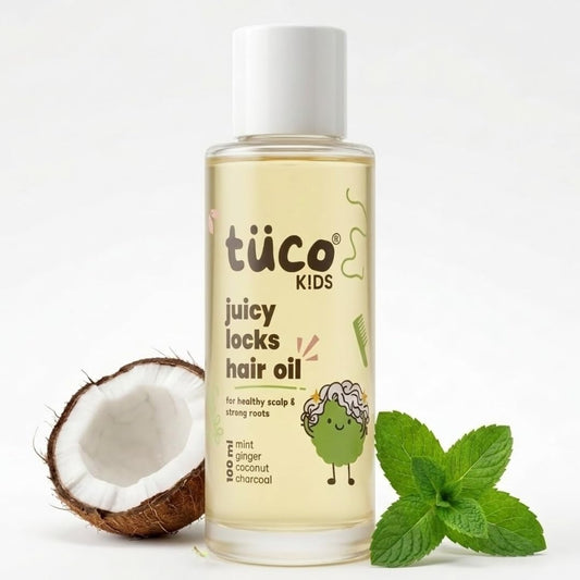 Tuco Kids Hair Oil with Extra Virgin Coconut, Mint, Ginger and Wintergreen For Itchy Scalp and Rough Hair for Kids Ages 2-5, 5-10, 10-15 | 100ml