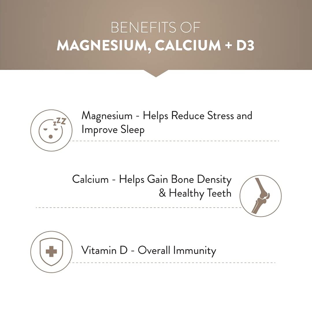 Swisse Magnesium, Calcium+D3 Supports Muscle Function, Energy & Bone Health (Manufactured In Australia) - 60 Tablets (1 Tablet Per Serving)