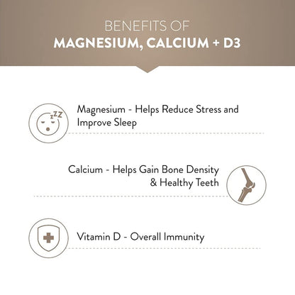 Swisse Magnesium, Calcium+D3 Supports Muscle Function, Energy & Bone Health (Manufactured In Australia) - 60 Tablets (1 Tablet Per Serving)