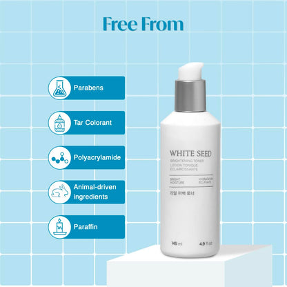 The Face Shop White Seed Brightening Face Toner with Niacinamide & Vitamin B | For Dark Spots, Dullness & Acne Scars| Suitable for Normal, Oily, Dry, Combination Skin | Sulphate & Paraben Free, 145ml