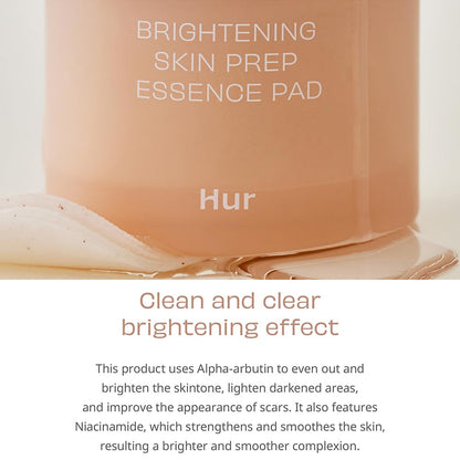 House of Hur Brightening Skin Prep Essence Pad (70 pads) - Brightning, Exfoliating, Hydrating Soft Cotton Essence Pads, Moisture Barrier, Reduce Hyperpigmentation â€“ 140ml