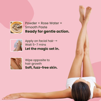 MOUNTAINOR Bikini Wax Powder, Painless Non Strips 10 Min for Women with Chandan & Aloevera | Herbal Hair Removal Easy to use at home, No Harmful Chemicals, No Irritation, No Skin Rashes - 100 gm