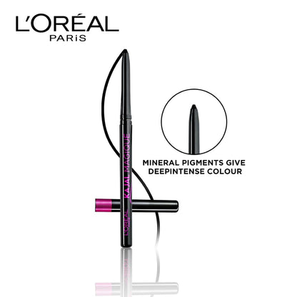 L'OrÃ©al Paris Kajal, Waterproof Eyeliner, 14 Hours of Smudge-Proof Wear, With Vitamin E, Cocoa Butter, Olive Oil Esters and Vitamin C, Magique, Colour: Supreme Black. 0.35g
