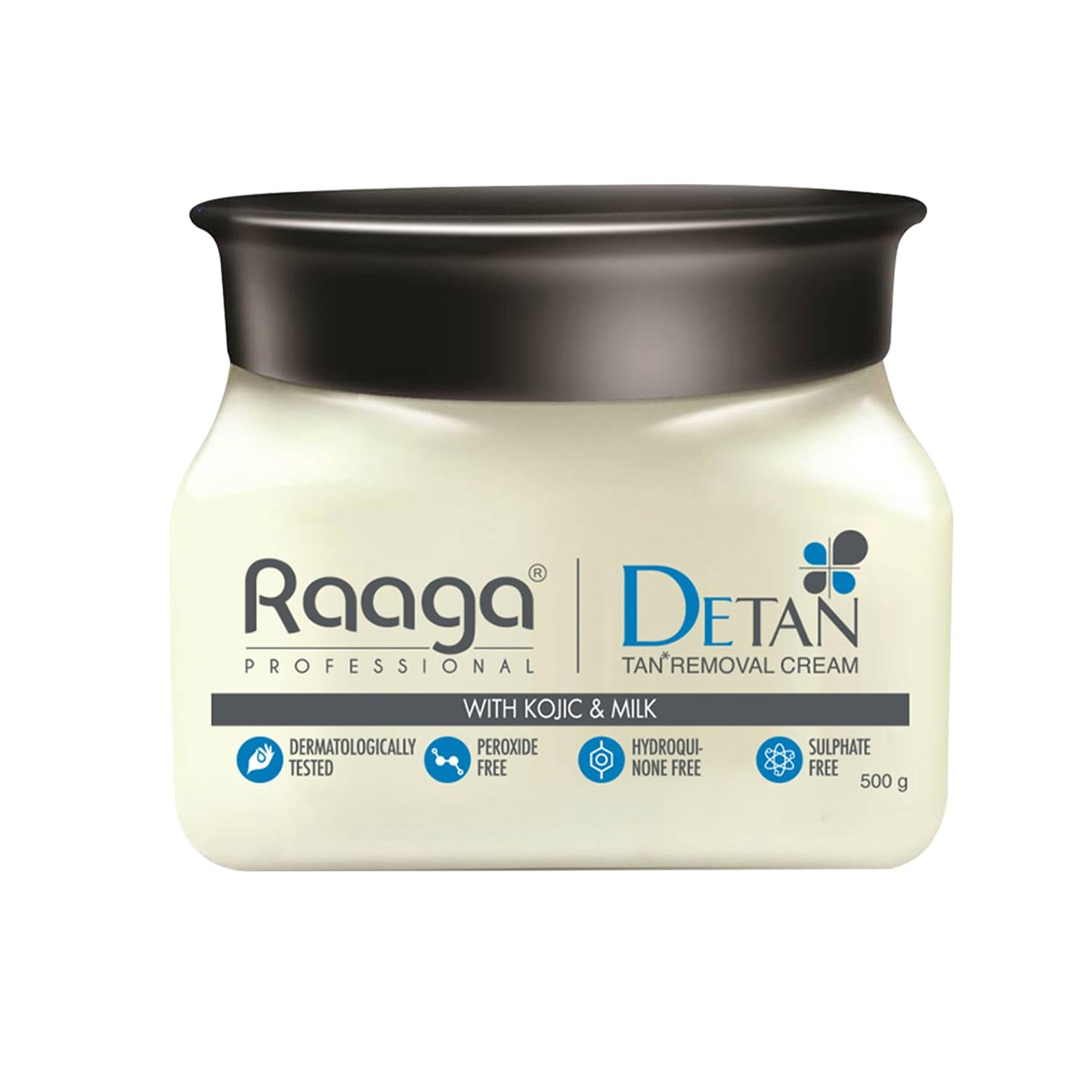 Raaga Professional DeTan Tan Removal Cream | Kojic & Milk | Reduces Tan, Dark Spots & Dullness | Dermatologically Tested, Peroxide & Sulphate Free | 500 gm