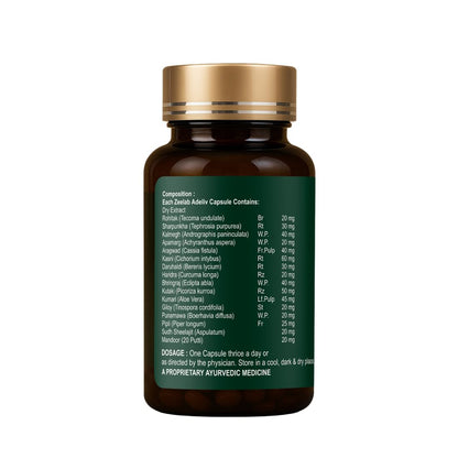 Zeelab Adeliv Liver Cleanse Capsules | Ayurvedic Medicine for Liver Detox and Cleansing (100 Capsules)
