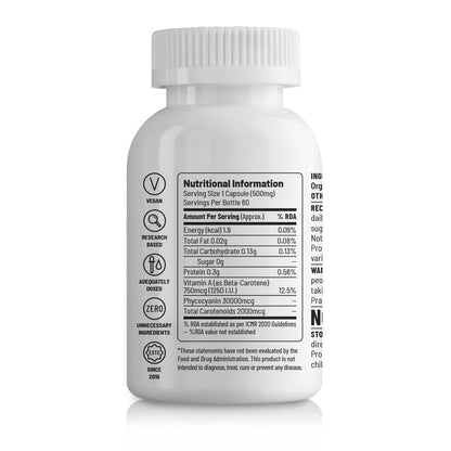 Unived Spirulina for Health & Immunity, only Spirulina & nothing else - 60 Vegan Capsules