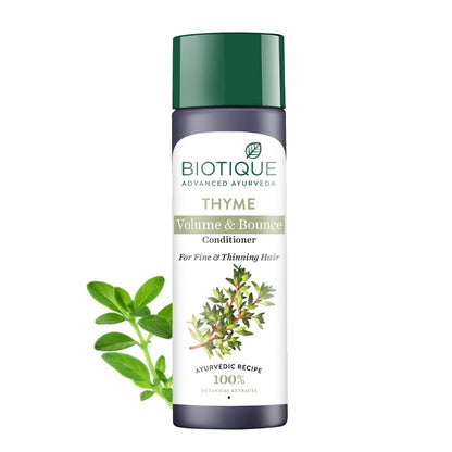 Biotique Bio Thyme Volume Conditioner Fine & Thinning Hair|Gives Volume & Bounce To Hair|Helps In Thicken Follicles|100% Botanical Extracts|Suitable All Skin Types|200 Millilitre-Peppermint,Thyme