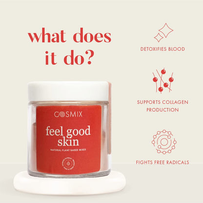 Cosmix Feel Good Skin For Nourished And Healthy Skin Supports Collagen Powder Production Superfood Blend With Bamboo Shoot & Centella 60 grams 40 Servings & 40 days Pack