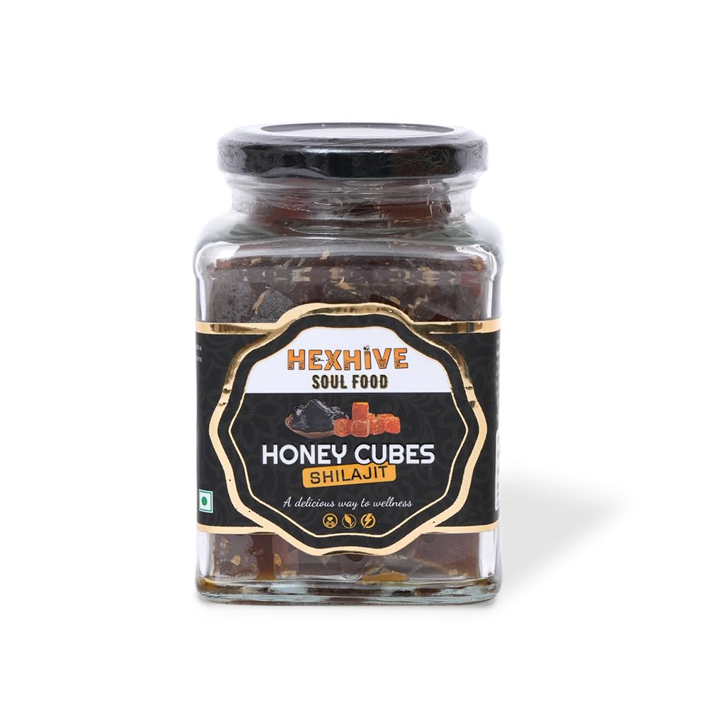 Hexhive Shilajit Honey Cubes | Natural Energy & Stamina Support | Pure Honey Infused with Shilajit | No Added Sugar | Ready-to-Use Cubes for Tea, Coffee & Warm Water | Wellness Snack | 300g