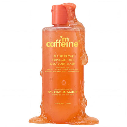 mCaffeine 5% Niacinamide, 3-in-1 Perfume Body Wash - Odour Control, & Long Lasting Musky Fragrance | Brightens & Even Tones Skin | For Men & Women (250 ml)