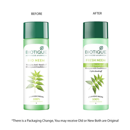 Biotique Fresh Neem Anti Dandruff Shampoo and Conditioner | Controls Dandruff | Eliminates Dryness, Flaking, and Itching | Hair Looks Fresh and Lustrous |Suitable for All Skin Types | 120ml