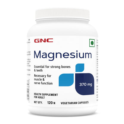 GNC Magnesium 370mg | 120 Capsules | Strengthens Bones & Teeth | Promotes Calcium Absorption | Relieves Stress Symptoms | Supports Cell Functions | Formulated in USA | 370mg Per Serving