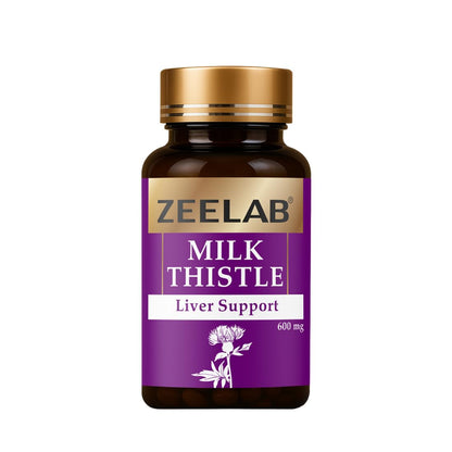 Zeelab Milk Thistle Capsules â€“ Liver Detox & Support â€“ Antioxidant for Toxin Removal, Liver Repair & Blood Sugar Balance â€“ Herbal Supplement with Silymarin â€“ 60 Veg Capsules