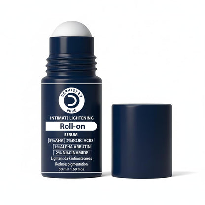 Dermistry Intimate Lightening Brightening Roll On Serum for Private Parts Bikini Area Inner Thighs Men Women Targets Dark Spots Pigmentation Reduces Itching Dryness Bad Odor 50ml