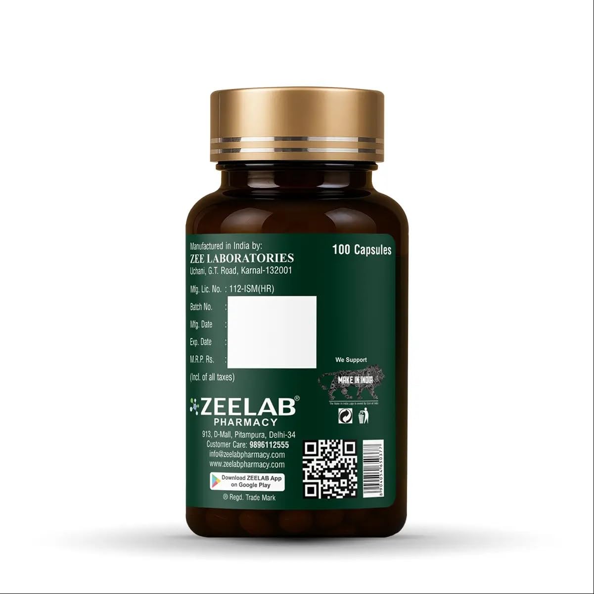 Zeelab Organic Superfood Amla Capsules | 500mg Pure Emblica Officinalis Extract | Natural Vitamin C & Antioxidant Supplement for Immunity, Digestion, Skin, Hair & Overall Wellness â€“ 100 Veg Capsules