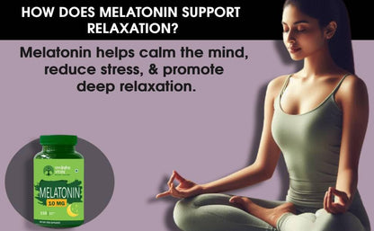 Vruksha Vitals Melatonin 10 mg Tablets for Sleeping Support with Tagar Root Extract, Chamomile Extract and Vitamin B6-150 tablets/capsules pills